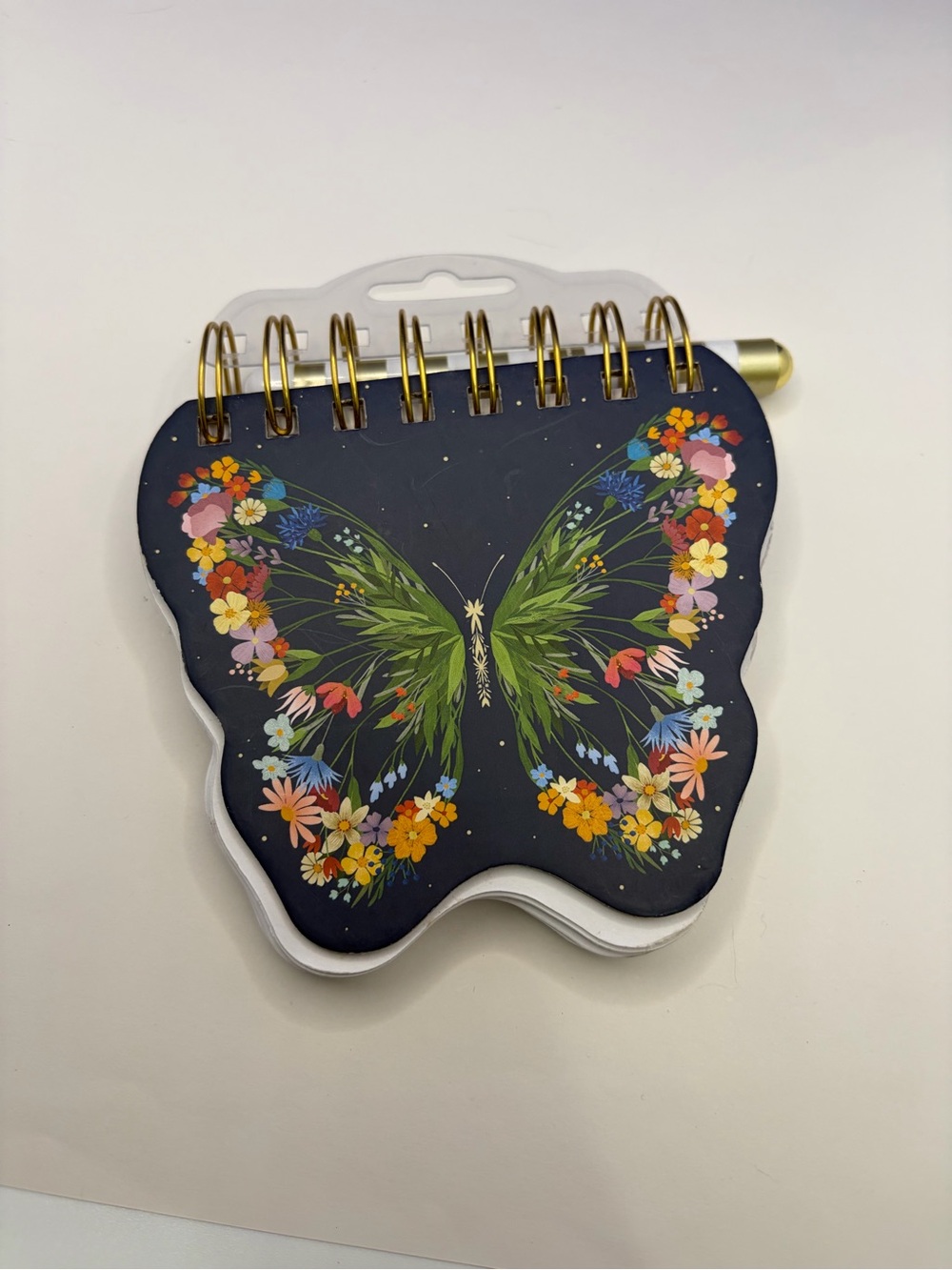 Butterfly Floral Spiral Notebook With Pen - Navy Cover - Picture 4 of 6